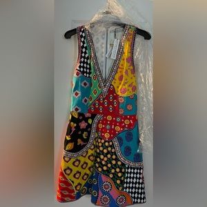 Alice + Olivia Tennis Patchwork Embellished Embroidered Dress Size 10